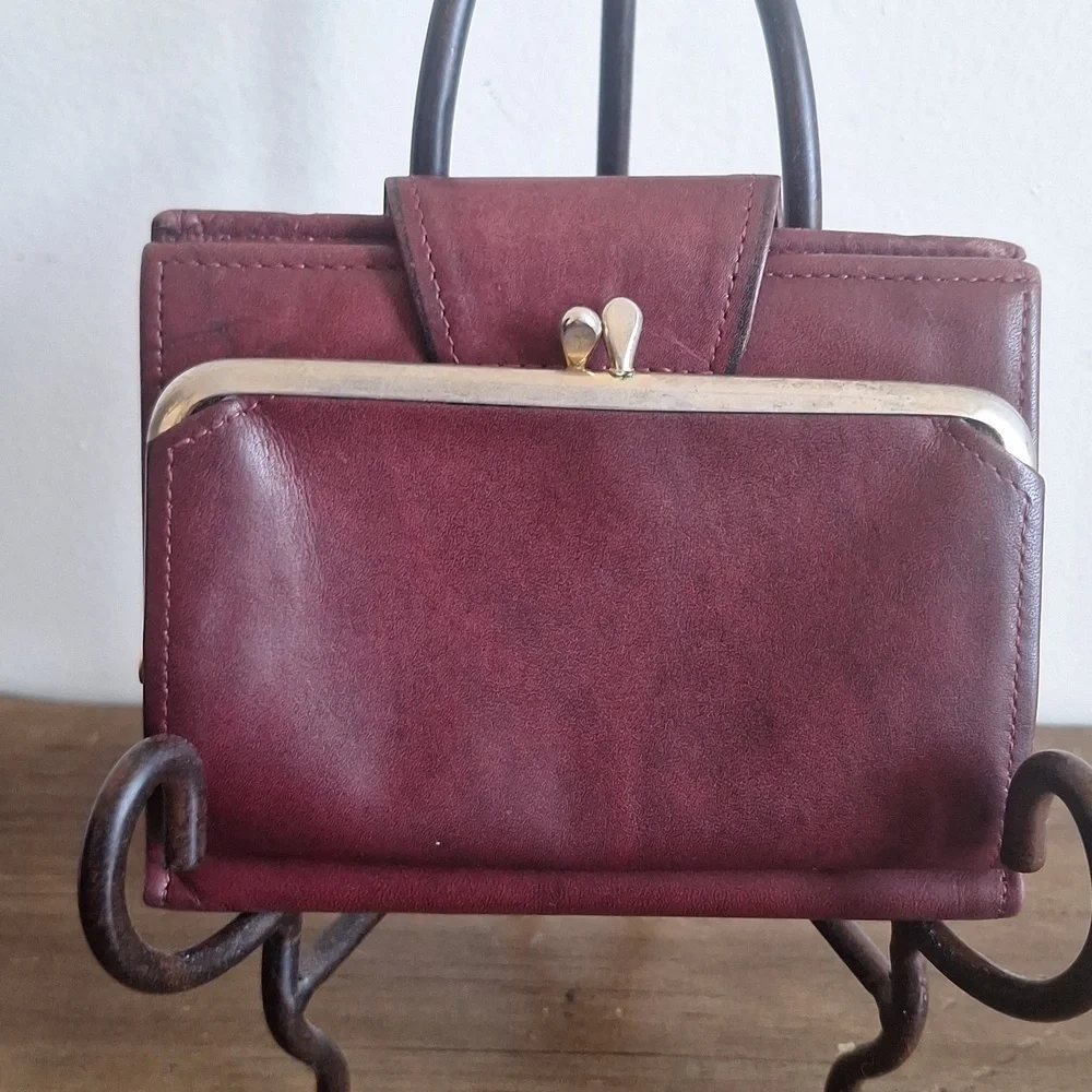 Vintage Rolfs Cowhide Wallet | Oxblood Leather Floral Embossed | Rare Key Slots